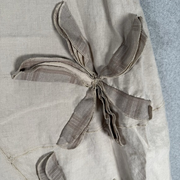 Peacock ways tunic dress womens XL beige lagenlook linen floral beige - Picture 4 of 10